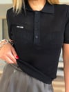 Nakış Logolu Örme Triko Yakalı T-Shirt
