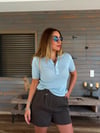 Nakış Logolu Örme Triko Yakalı T-Shirt