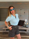 Nakış Logolu Örme Triko Yakalı T-Shirt