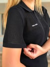 Nakış Logolu Örme Triko Yakalı T-Shirt
