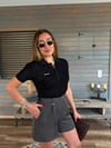 Nakış Logolu Örme Triko Yakalı T-Shirt