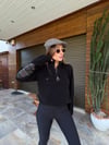 Nakış Logolu Yama Detaylı Yarım Fermuarlı Selanik Sweatshirt