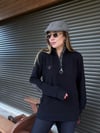 Nakış Logolu Yama Detaylı Yarım Fermuarlı Selanik Sweatshirt
