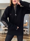 Nakış Logolu Yama Detaylı Yarım Fermuarlı Selanik Sweatshirt