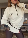Nakış Logolu Yama Detaylı Yarım Fermuarlı Selanik Sweatshirt