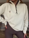 Nakış Logolu Yama Detaylı Yarım Fermuarlı Selanik Sweatshirt
