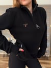 Nakış Logolu Yama Detaylı Yarım Fermuarlı Selanik Sweatshirt