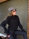 Nakış Logolu Yama Detaylı Yarım Fermuarlı Selanik Sweatshirt