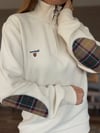 Nakış Logolu Yama Detaylı Yarım Fermuarlı Selanik Sweatshirt