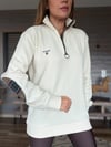Nakış Logolu Yama Detaylı Yarım Fermuarlı Selanik Sweatshirt