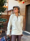 Nakış Logolu Yama Detaylı Yarım Fermuarlı Selanik Sweatshirt