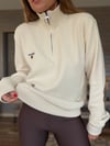 Nakış Logolu Yama Detaylı Yarım Fermuarlı Selanik Sweatshirt