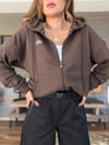 Slikon Gümüş Logolu Tam Fermuarlı Sweatshirt