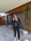 Slikon Logolu Tayt Crop Dalgıç Hırka Takım