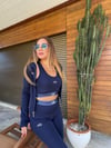 Slikon Logolu Tayt Crop Dalgıç Hırka Takım