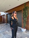 Slikon Logolu Tayt Crop Dalgıç Hırka Takım