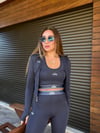 Slikon Logolu Tayt Crop Dalgıç Hırka Takım