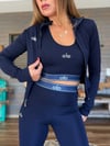 Slikon Logolu Tayt Crop Dalgıç Hırka Takım