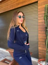 Slikon Logolu Tayt Crop Dalgıç Hırka Takım