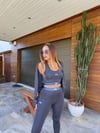Slikon Logolu Tayt Crop Dalgıç Hırka Takım