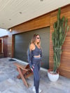 Slikon Logolu Tayt Crop Dalgıç Hırka Takım