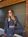 Slikon Logolu Tayt Crop Dalgıç Hırka Takım