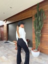 Slikon Yazı Detaylı Geniş Paça Viskon Tek Alt
