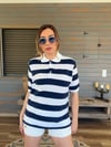 Sol Göğüs Metal Logolu Ringelli Yakalı T-Shirt