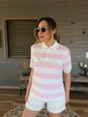 Sol Göğüs Metal Logolu Ringelli Yakalı T-Shirt
