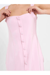 Düğmeli Mini Elbise Pembe