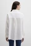% 100 Keten Loose Fit Uzun Kollu Kadın Gömlek 1210747-620 BEYAZ