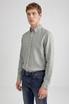 % 100 Keten Regular Fit Klasik Yaka Uzun Kollu Erkek Gömlek L2510549 299 AÇIK YEŞİL