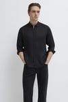 % 100 Keten Regular Fit Klasik Yaka Uzun Kollu Erkek Gömlek 0211909-900 SİYAH