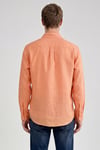 % 100 Keten Regular Fit Klasik Yaka Uzun Kollu Erkek Gömlek L2510549 700 ORANGE