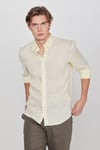 % 100 Keten Regular Fit Klasik Yaka Uzun Kollu Erkek Gömlek L2510549 200 SARI