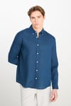 % 100 Keten Regular Fit Klasik Yaka Uzun Kollu Erkek Gömlek L2510549 410 LACİVERT