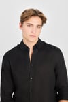 % 100 Keten Regular Fit Klasik Yaka Uzun Kollu Erkek Gömlek L2510549 001 SİYAH