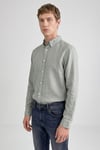 % 100 Keten Regular Fit Klasik Yaka Uzun Kollu Erkek Gömlek L2510549 299 AÇIK YEŞİL
