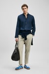 % 100 Keten Regular Fit Uzun Kollu Erkek Gömlek 111010654 LACİVERT