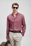 % 100 Keten Regular Fit Uzun Kollu Erkek Gömlek 111010654 GÜL KURUSU