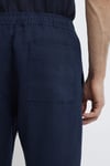 % 100 Keten Regular Straight Fit Normal Bel Erkek Pantolon 0010577-80872 MAVİ
