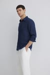 % 100 Keten Slim Fit Klasik Yaka Uzun Kollu Erkek Gömlek 0211466-70497 LACİVERT