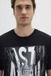 % 100 Pamuk Baskılı Bisiklet Yaka Erkek T Shirt 067053-900 SİYAH