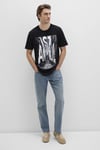 % 100 Pamuk Baskılı Bisiklet Yaka Erkek T Shirt 067053-900 SİYAH