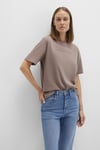 % 100 Pamuk Baskılı Bisiklet Yaka Kadın T Shirt 1613147-70383 VİZON