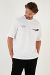 % 100 Pamuk Baskılı Oversize Bisiklet Yaka Erkek T Shirt 5902651 BEYAZ