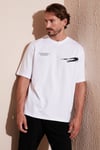 % 100 Pamuk Baskılı Oversize Bisiklet Yaka Erkek T Shirt 5902651 BEYAZ