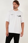 % 100 Pamuk Baskılı Oversize Bisiklet Yaka Erkek T Shirt 5902651 BEYAZ