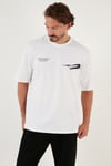 % 100 Pamuk Baskılı Oversize Bisiklet Yaka Erkek T Shirt 5902651 BEYAZ