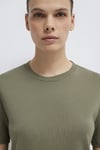 % 100 Pamuk Bisiklet Yaka Basic Kadın T Shirt 1612916-86961 HAKİ
